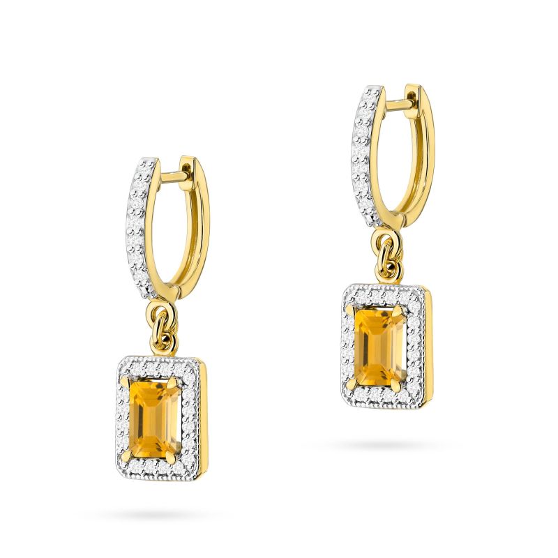 KO422 Citrínové náušnice 2 x 0,60ct žlté zlato Au 585/1000 2