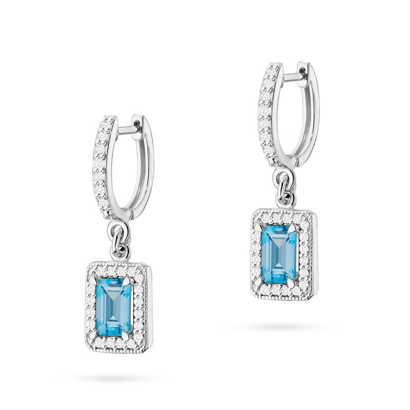 KO422 Náušnice Topaz 2 x 0,65ct biele zlato Au 585/1000 2