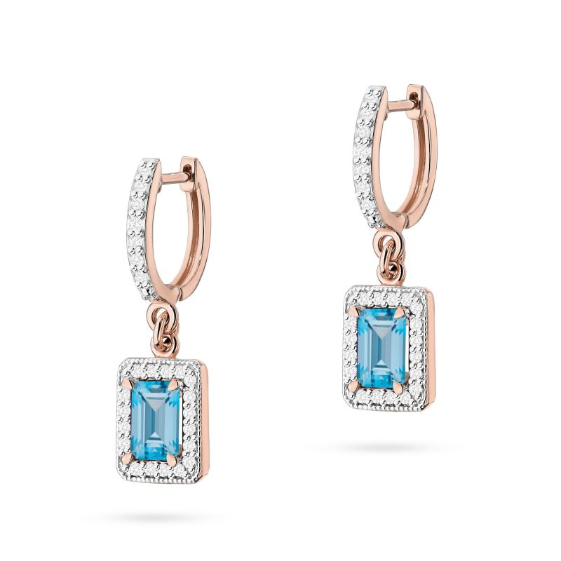 KO422 Topaz náušnice 2 x 0,65ct ružové zlato Au 585/1000 2