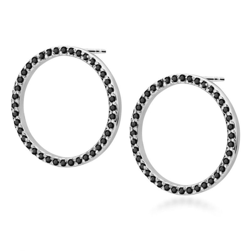 KO442 náušnice s čiernymi diamantmi, biele zlato Au 585/1000 2