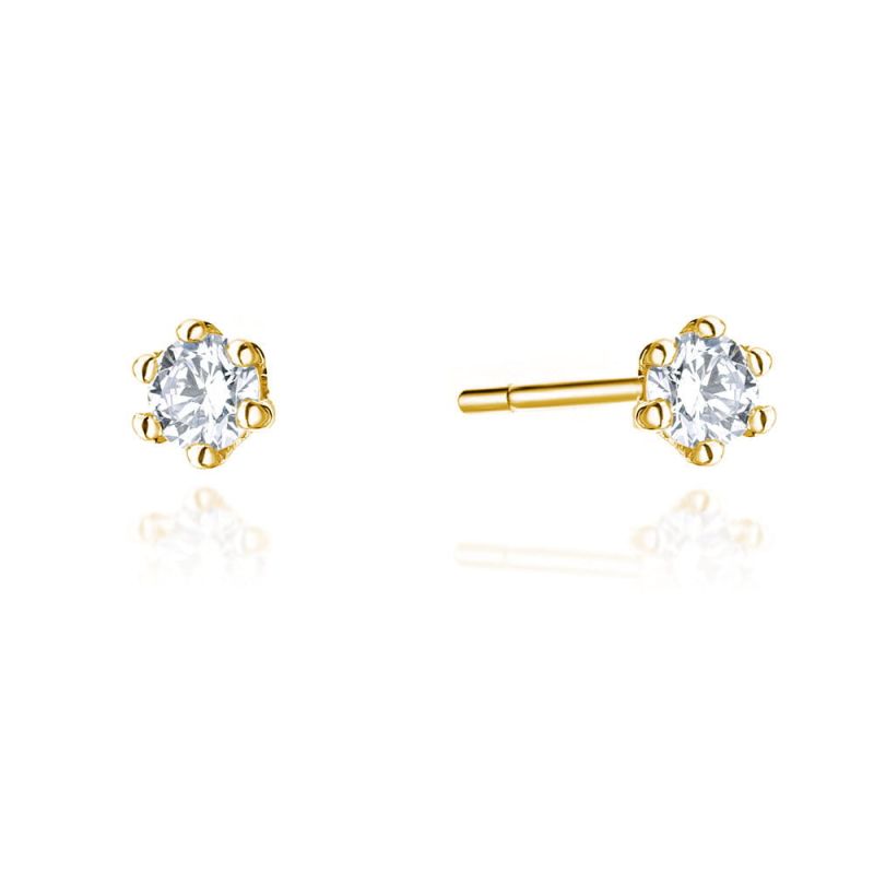 KO501 Diamantové náušnice 2 x 0,04ct žlté zlato Au 585/1000 2