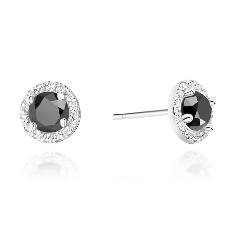 KO509 náušnice Black Diamond 2 x 0,50ct biele zlato Au 585/1000 2