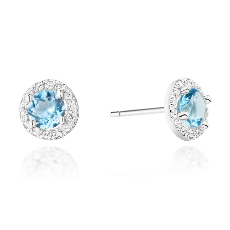 KO509 Náušnice Topaz 2 x 0,60ct biele zlato Au 585/1000 2