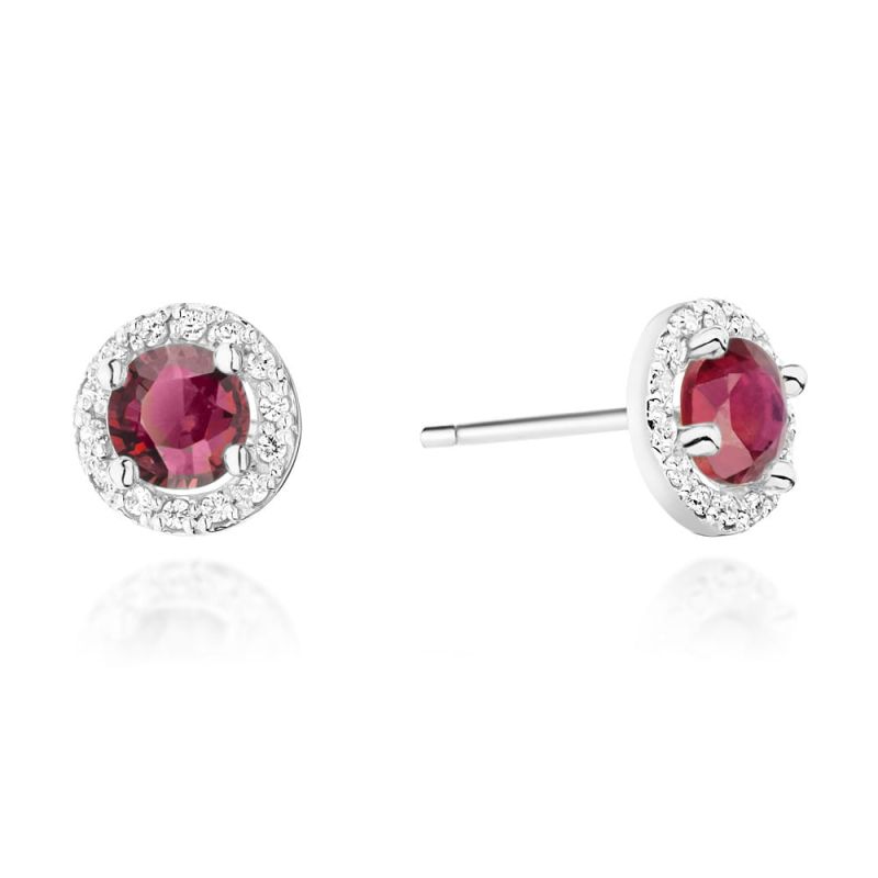 KO509 Ruby náušnice 2 x 0,60ct biele zlato Au 585/1000 2