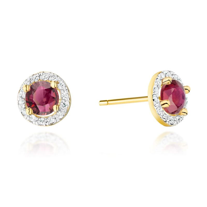 KO509 Ruby náušnice 2 x 0,60ct žlté zlato Au 585/1000 2