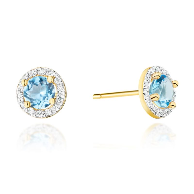 KO509 Topaz náušnice 2 x 0,60ct žlté zlato Au 585/1000 2