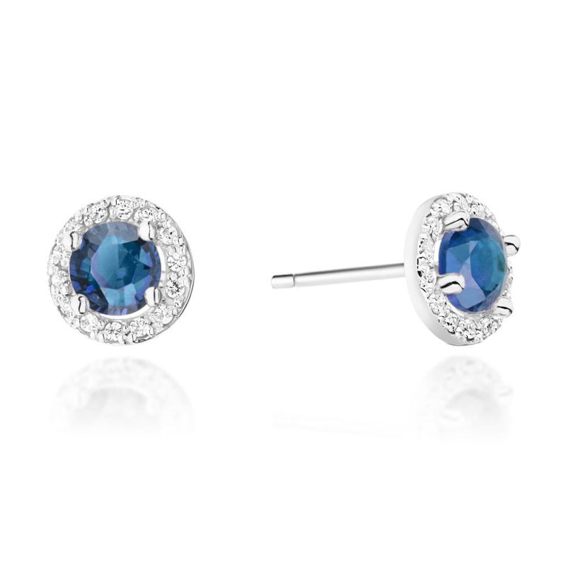 KO509 Zafírové náušnice 2 x 0,50ct biele zlato Au 585/1000 2