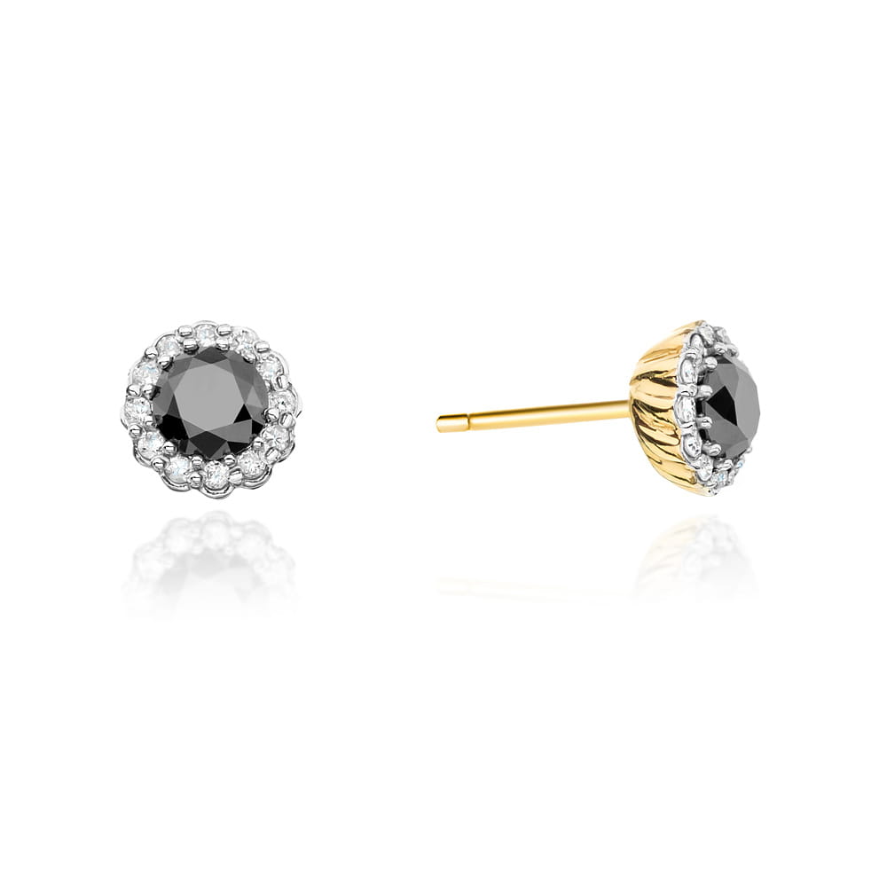KO510 náušnice Black Diamond 2 x 0,50ct žlté zlato Au 585/1000 2
