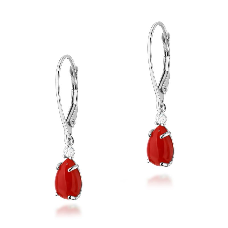 KO570 Koral náušnice 2 x 0,65ct biele zlato Au 585/1000 2