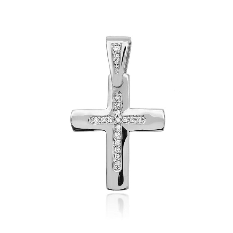 Kríž K002 Diamant 0,0086ct biele zlato Au 585/1000 2