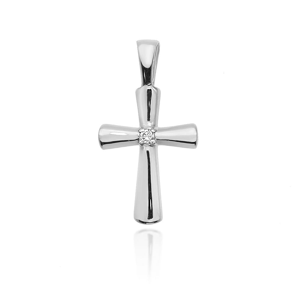 Kríž K003 Diamant 0,0145ct biele zlato Au 585/1000 2