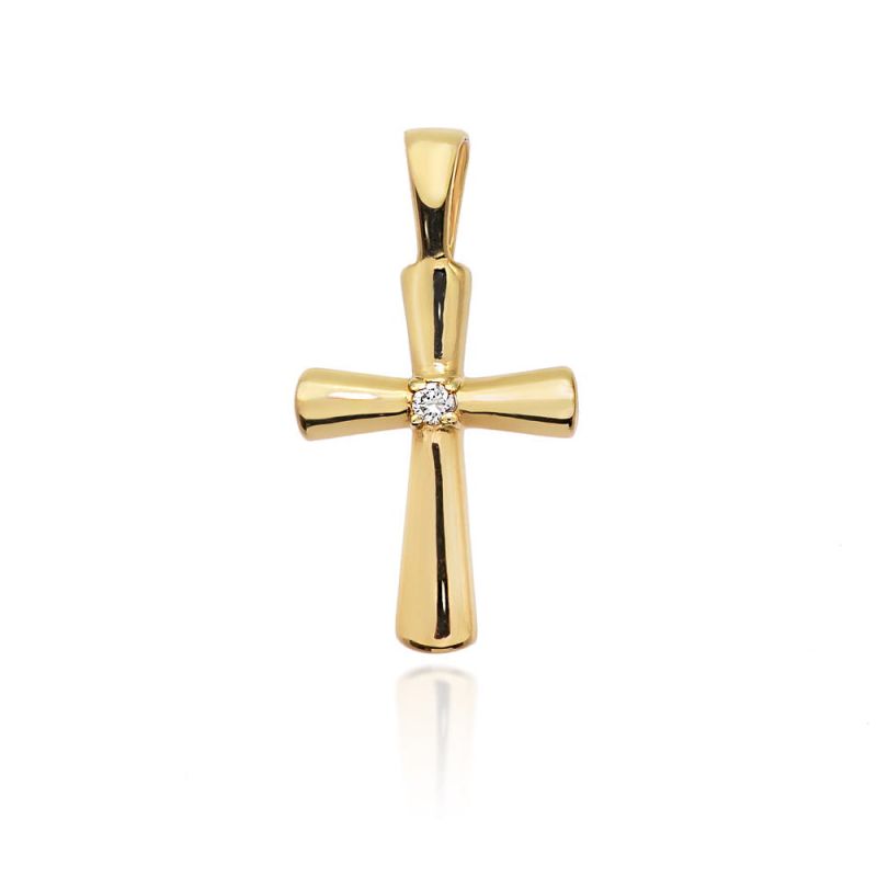 Kríž K003 Diamant 0,0145ct žlté zlato Au 585/1000 2