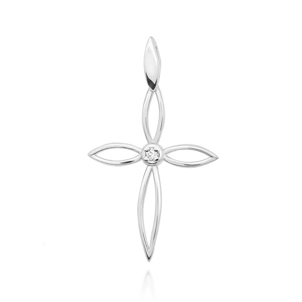 Kríž K029 Diamant 0,02ct biele zlato Au 585/1000 2
