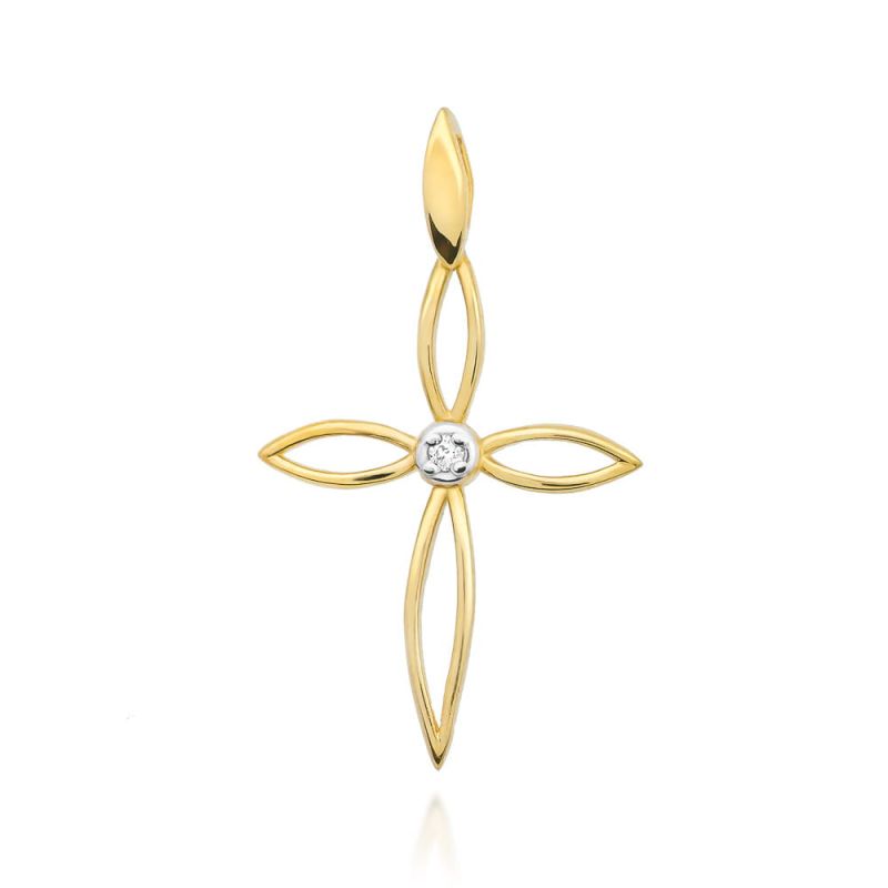 Kríž K029 Diamant 0,02ct žlté zlato Au 585/1000 2