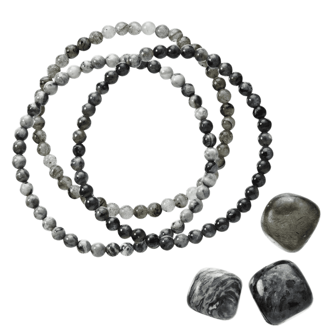 Náramky s minerálnymi kameňmi labradorite, jaspis 43043.3 čierny 2