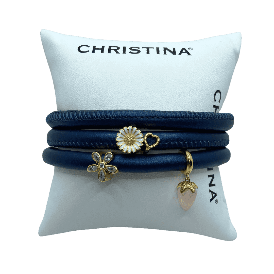 Hotový náramok Christina Nature - modrý Classic s 3 korálikmi - Striebro Ag925/1000 6,0g 2