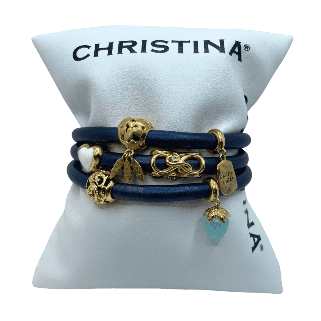 Hotový náramok Christina Nature - modrý Slim s 6 korálikmi - Striebro Ag925/1000 11,0g 2