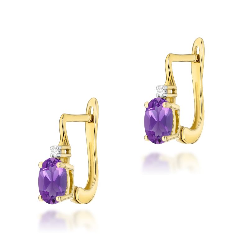 Náušnice K0011 Ametyst 2 x 0,40ct žlté zlato Au 585/1000 2
