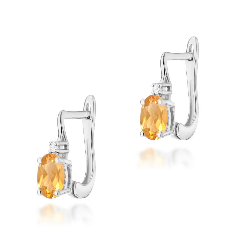 Náušnice K0011 Citrín 2 x 0,60ct biele zlato Au 585/1000 2