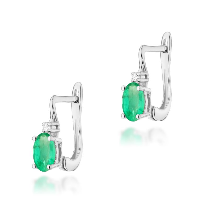Náušnice K0011 Emerald 2 x 0,40ct biele zlato Au 585/1000 2