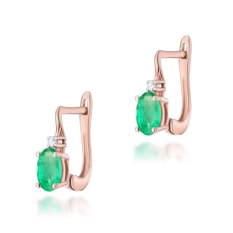 Náušnice K0011 Emerald 2 x 0,40ct ružové zlato Au 585/1000 2