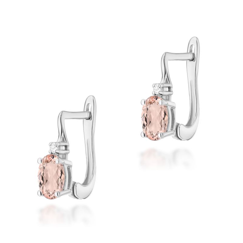 Náušnice K0011 Morganit 2 x 0,40ct biele zlato Au 585/1000 2