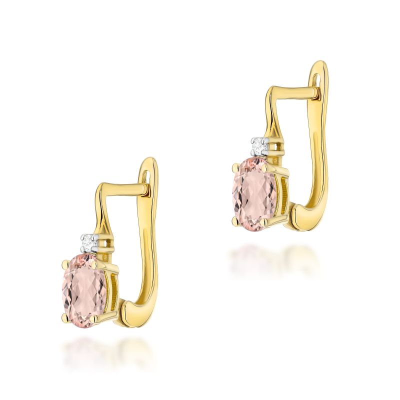 Náušnice K0011 Morganit 2 x 0,40ct žlté zlato Au 585/1000 2