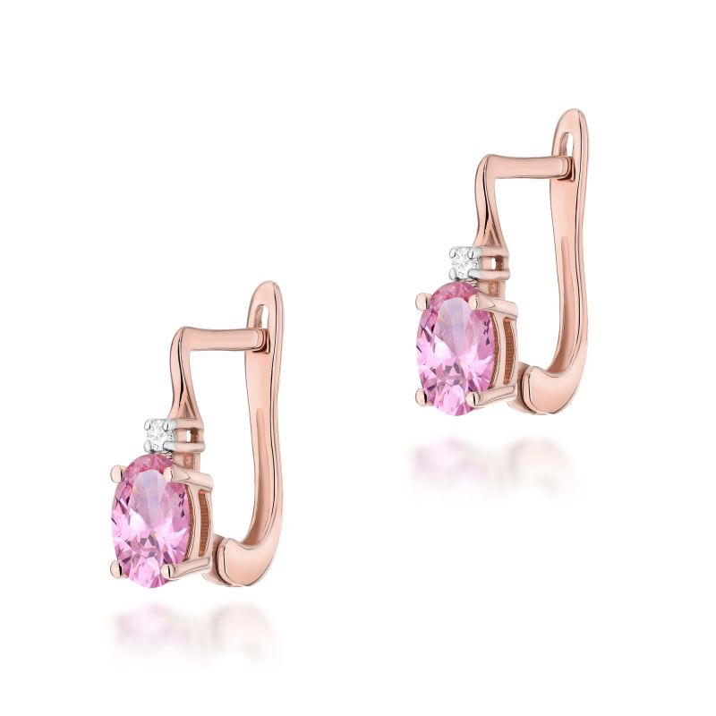 Náušnice K0011 Rose Sapphire 2 x 0,45ct ružové zlato Au 585/1000 2