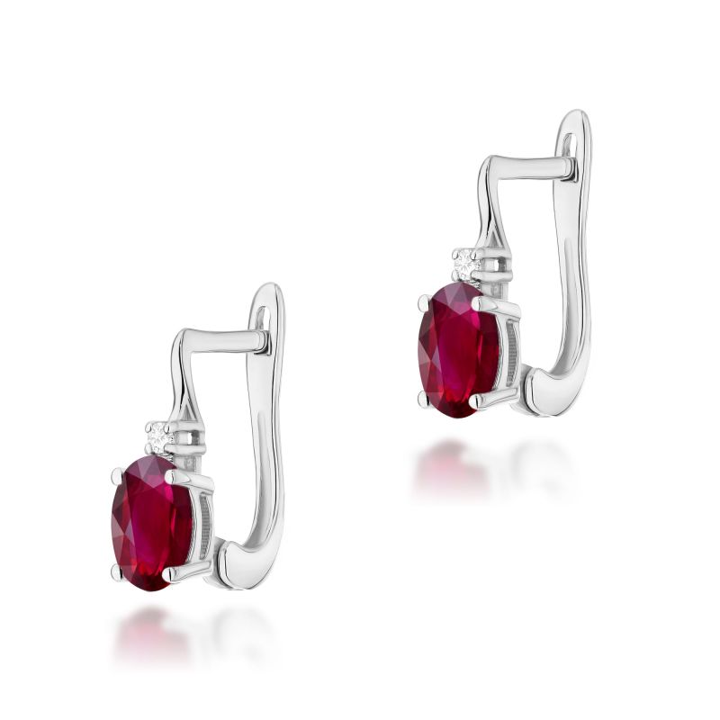Náušnice K0011 Ruby 2 x 0,60ct biele zlato Au 585/1000 2