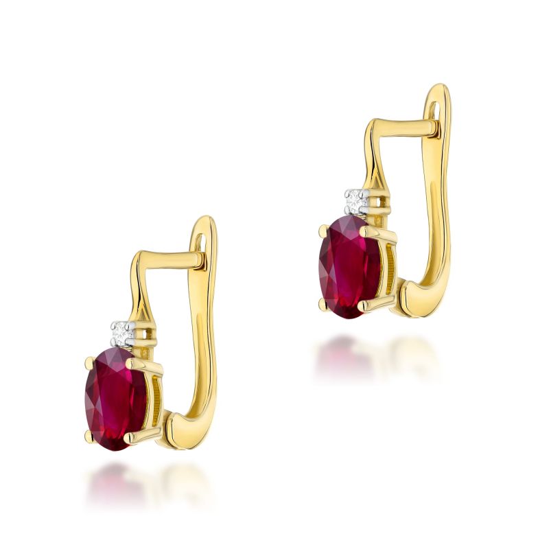 Náušnice K0011 Ruby 2 x 0,60ct žlté zlato Au 585/1000 2