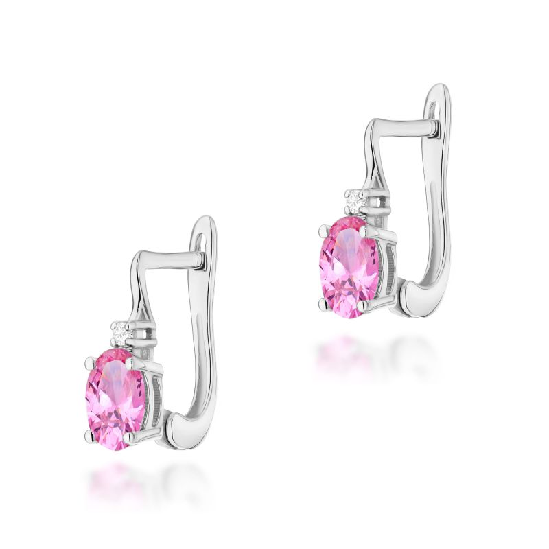 Náušnice K0011 Ružový Topaz 2 x 0,50ct biele zlato Au 585/1000 2