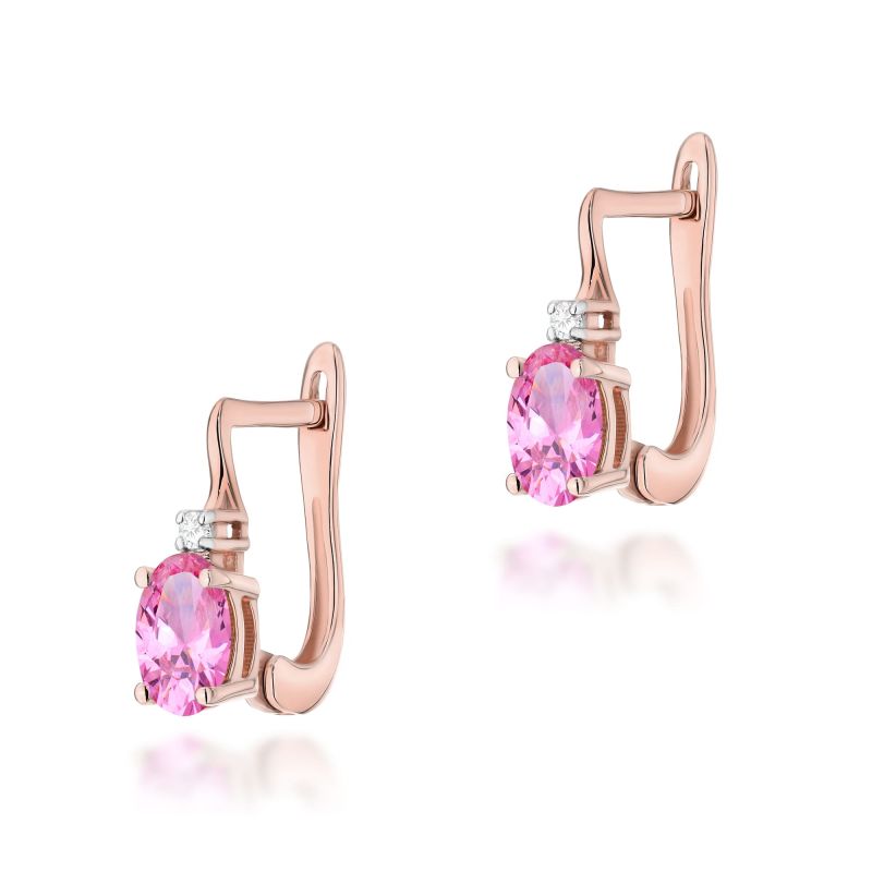 Náušnice K0011 Ružový Topaz 2 x 0,50ct ružové zlato Au 585/1000 2