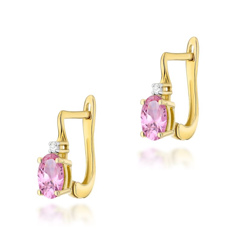 Náušnice K0011 Ružový Zafír 2 x 0,45ct žlté zlato Au 585/1000 2