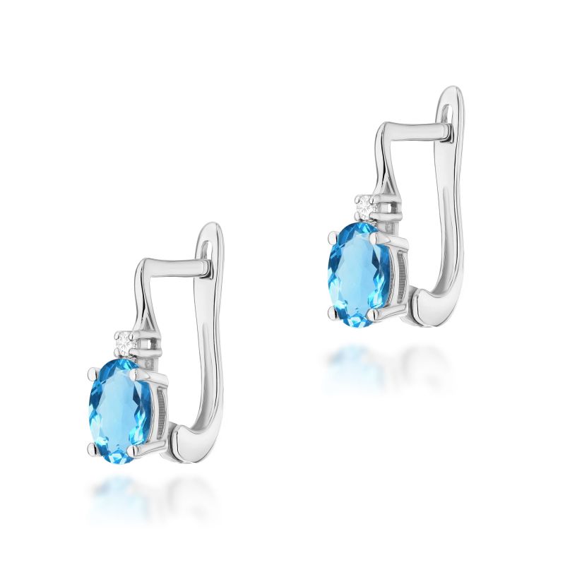 Náušnice K0011 Topaz 2 x 0,50ct biele zlato Au 585/1000 2