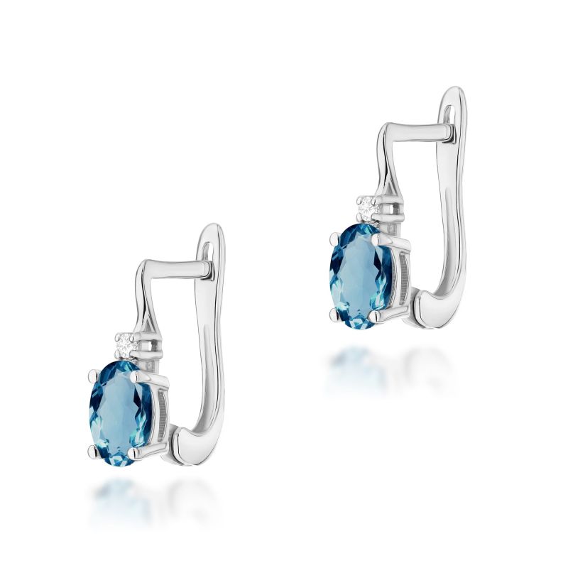 Náušnice K0011 Topaz London Blue 2 x 0,50ct biele zlato Au 585/1000 2