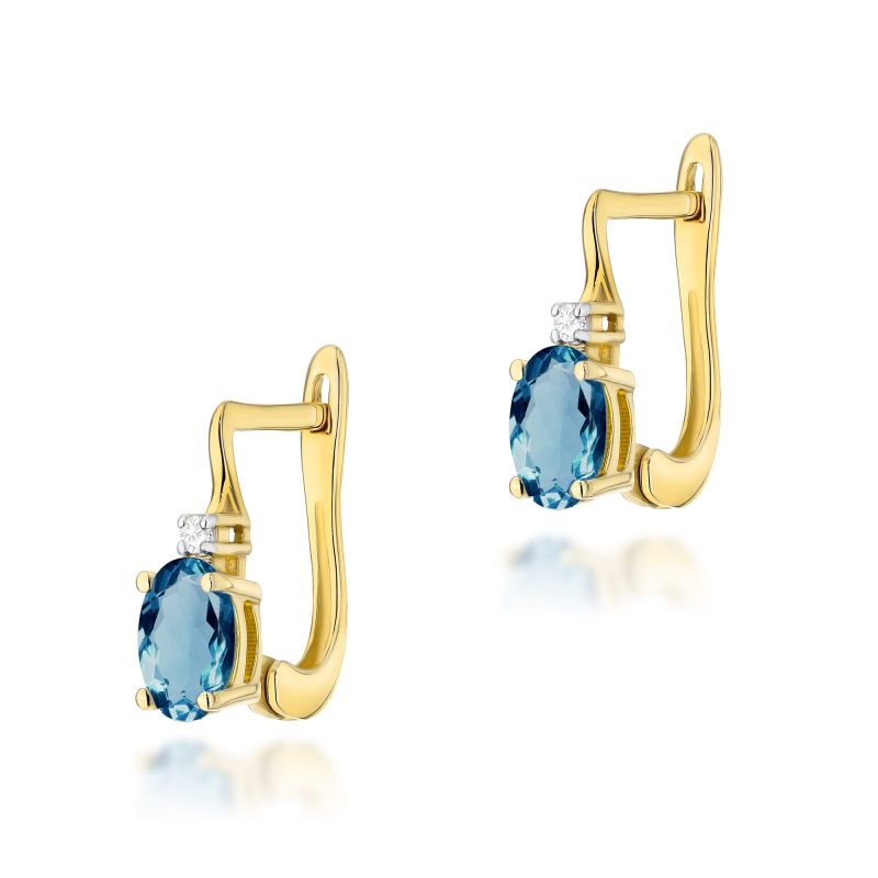 Náušnice K0011 Topaz London Blue 2 x 0,50ct žlté zlato Au 585/1000 2