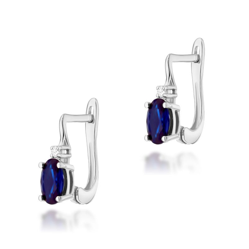 Náušnice K0011 Zafír 2 x 0,70ct biele zlato Au 585/1000 2