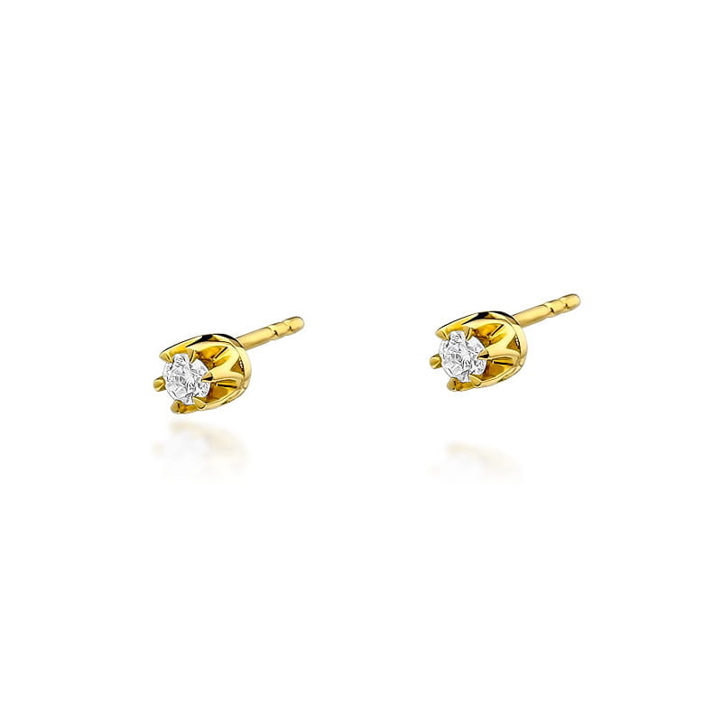 Náušnice K0032 Diamant 2 x 0,08ct žlté zlato Au 585/1000 2