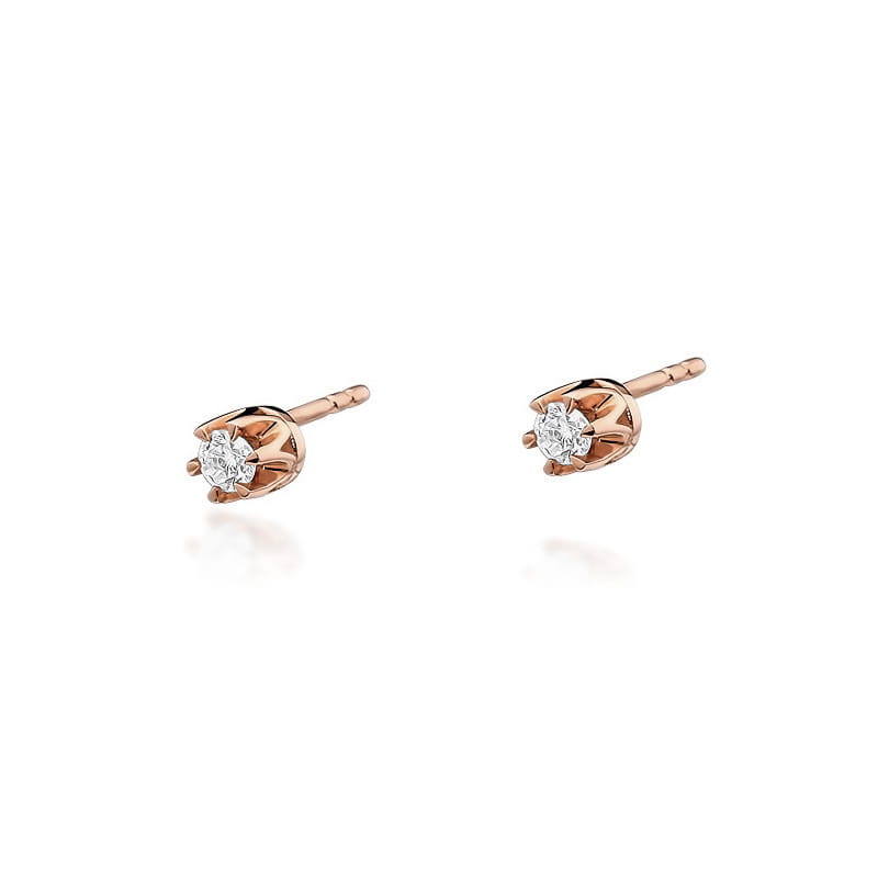 Náušnice K0032 Diamant 2 x 0,10ct ružové zlato Au 585/1000 2