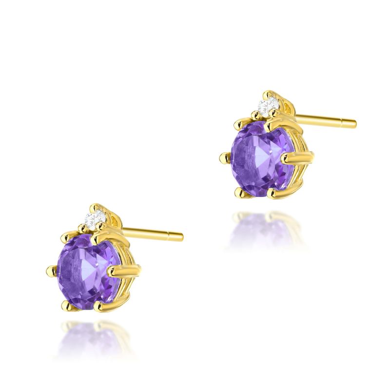Náušnice K0076 Ametyst 2 x 0,50ct žlté zlato Au 585/1000 2