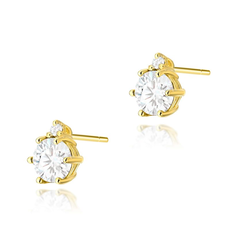 Náušnice K0076 Biely Zafír 2 x 0,50ct žlté zlato Au 585/1000 2