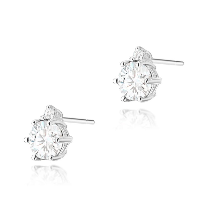 Náušnice K0076 Biely Zafír 2 x 0,60ct biele zlato Au 585/1000 2