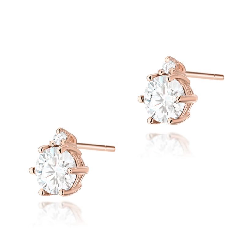 Náušnice K0076 Biely Zafír 2 x 0,60ct ružové zlato Au 585/1000 2