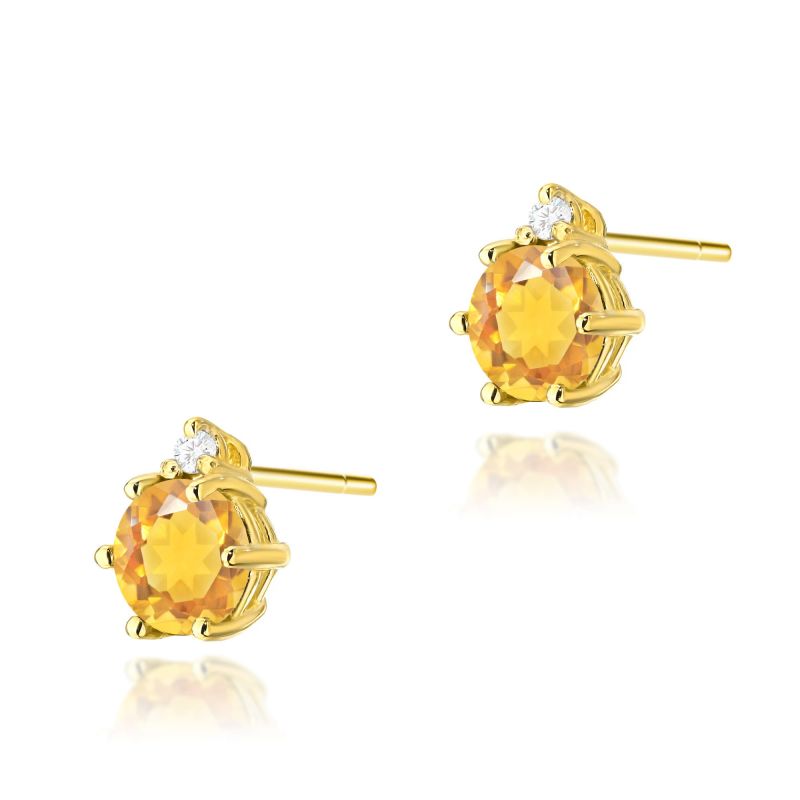 Náušnice K0076 Citrín 2 x 0,50ct žlté zlato Au 585/1000 2