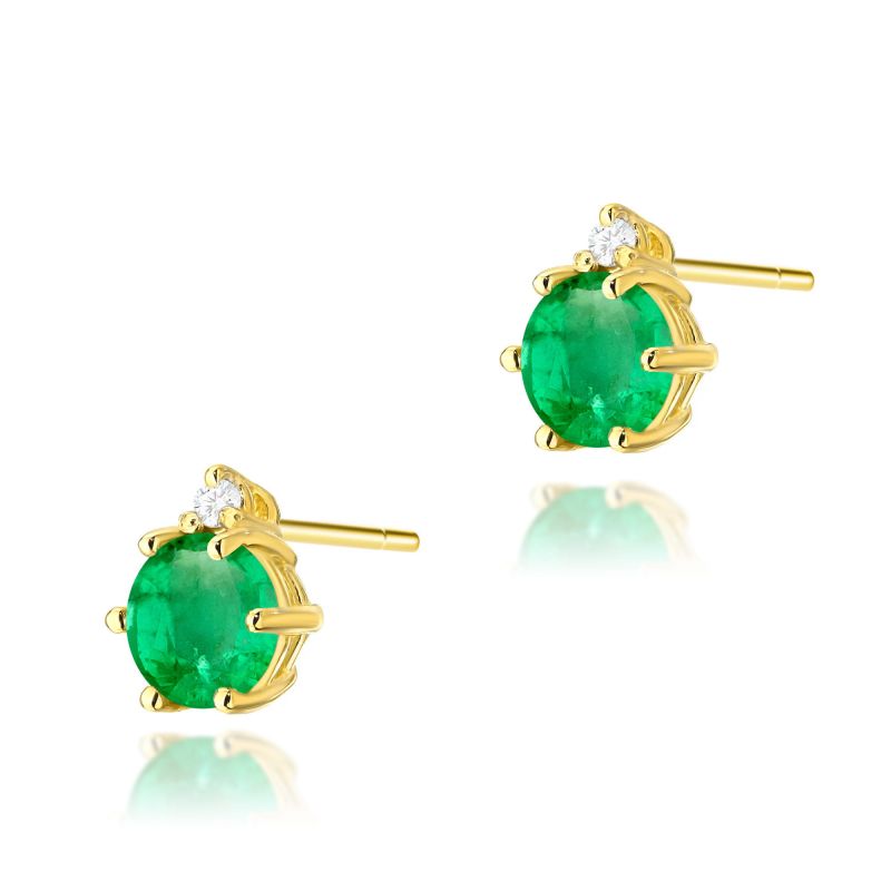 Náušnice K0076 Emerald 2 x 0,50ct žlté zlato Au 585/1000 2
