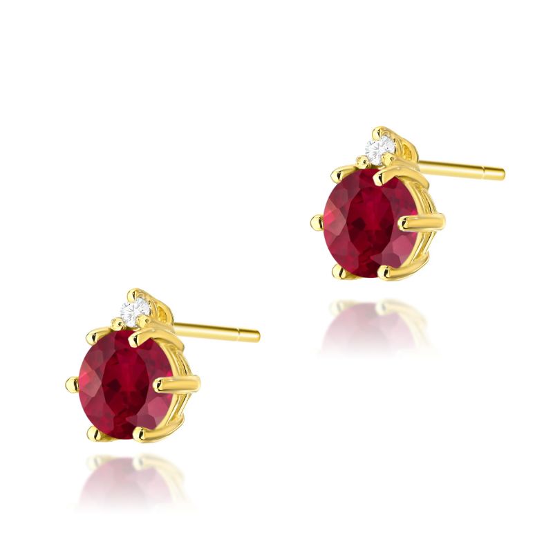 Náušnice K0076 Ruby 2 x 0,60ct žlté zlato Au 585/1000 2