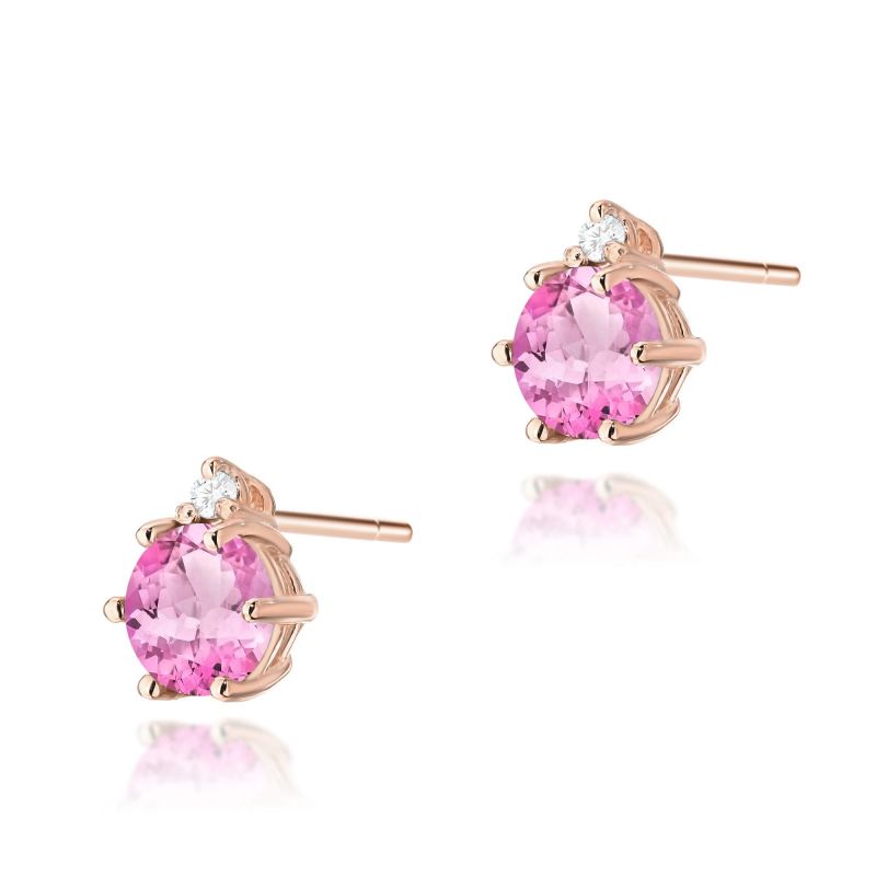 Náušnice K0076 Ružový Topaz 2 x 0,60ct ružové zlato Au 585/1000 2