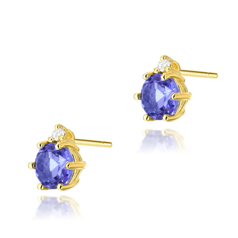 Náušnice K0076 Tanzanite 2 x 0,50ct žlté zlato Au 585/1000 2
