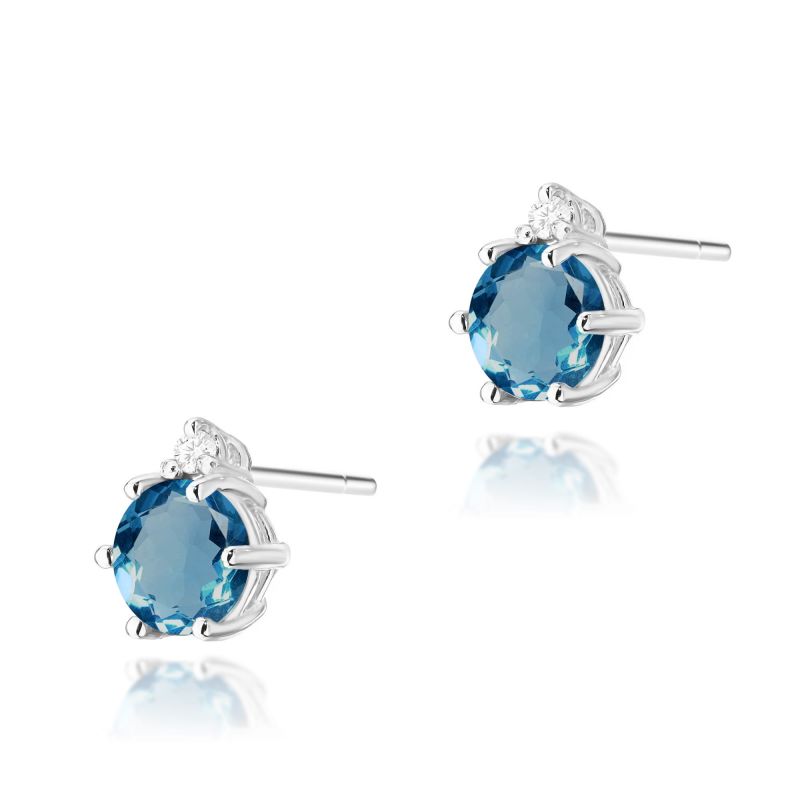 Náušnice K0076 Topaz London Blue 2 x 0,50ct biele zlato Au 585/1000 2