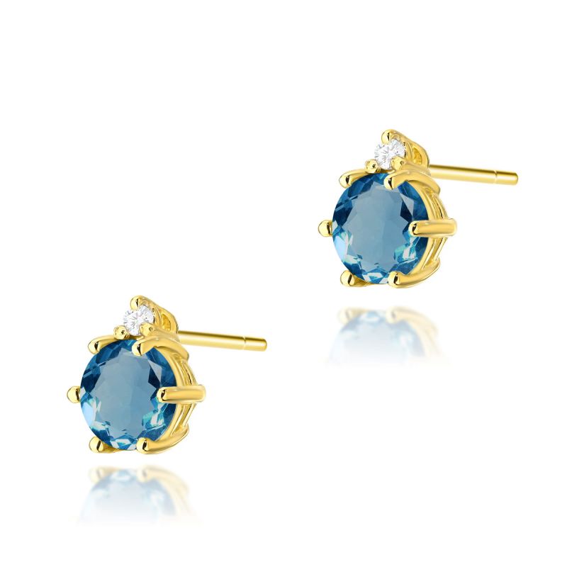 Náušnice K0076 Topaz London Blue 2 x 0,50ct žlté zlato Au 585/1000 2